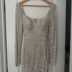 Glamorous Long Sleeve Sequin Dress